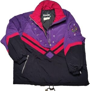 VTG KAELIN Women 8 Purple Black 1/2 Zip Embroidered Pullover Snow‎ Ski Jacket